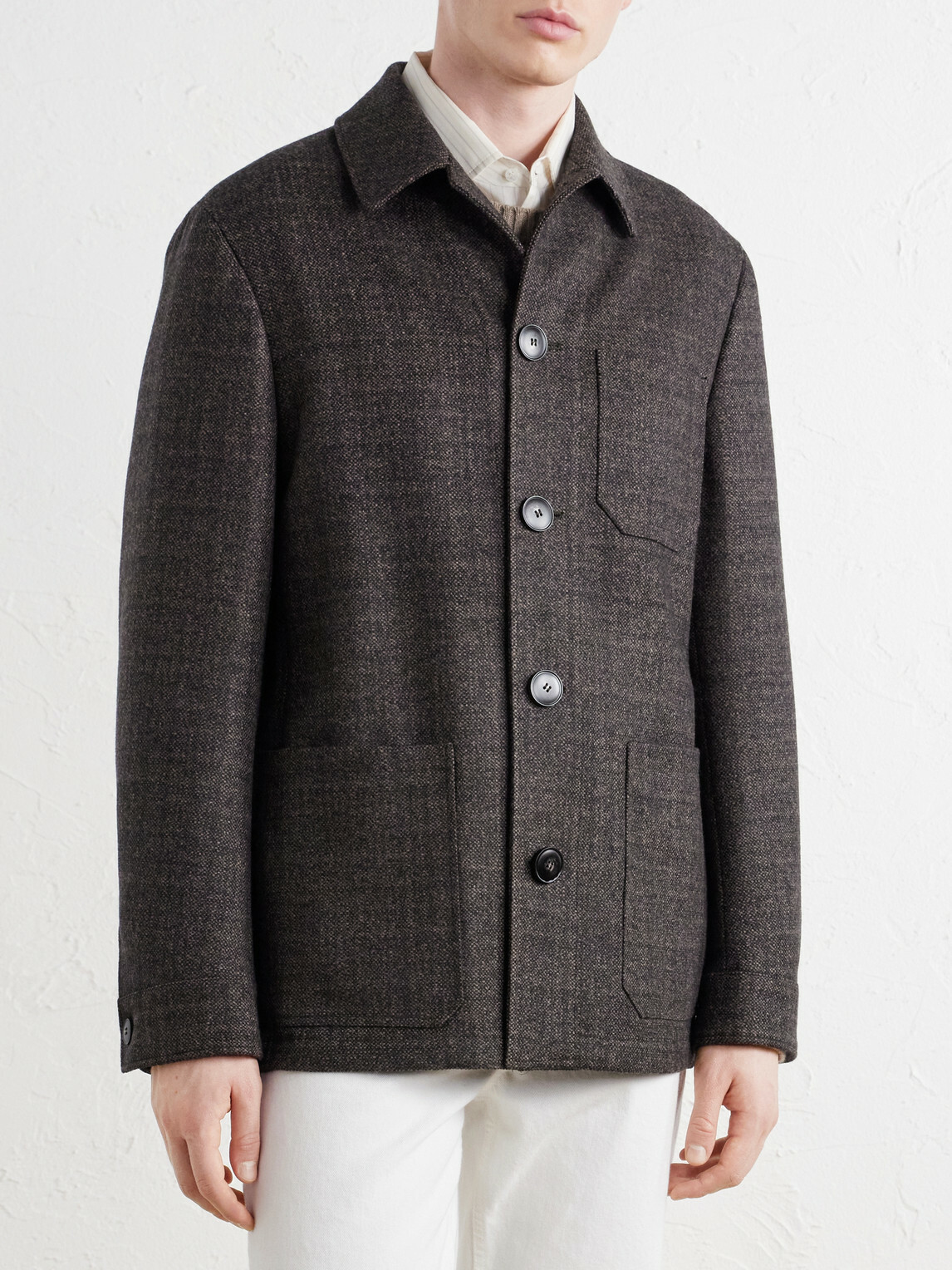 Canali - Wool and Cashmere-Blend Chore Jacket - Brown