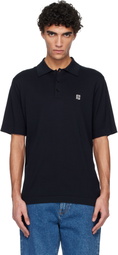 Balmain Navy Embroidered Cotton Polo
