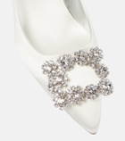 Roger Vivier Flower Strass embellished satin pumps