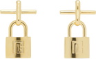 Balmain Brass Pulse Padlock Earrings