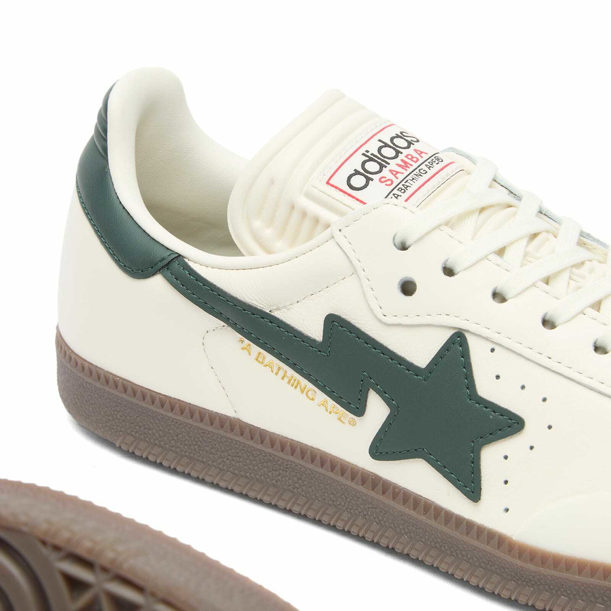 adidas x A Bathing Ape Samba Sneaker in Off White/ Shadow Green/Gum Size 9.5 adidas adidas x BAPE Samba Trainers Off White Shadow Green  main image 2
