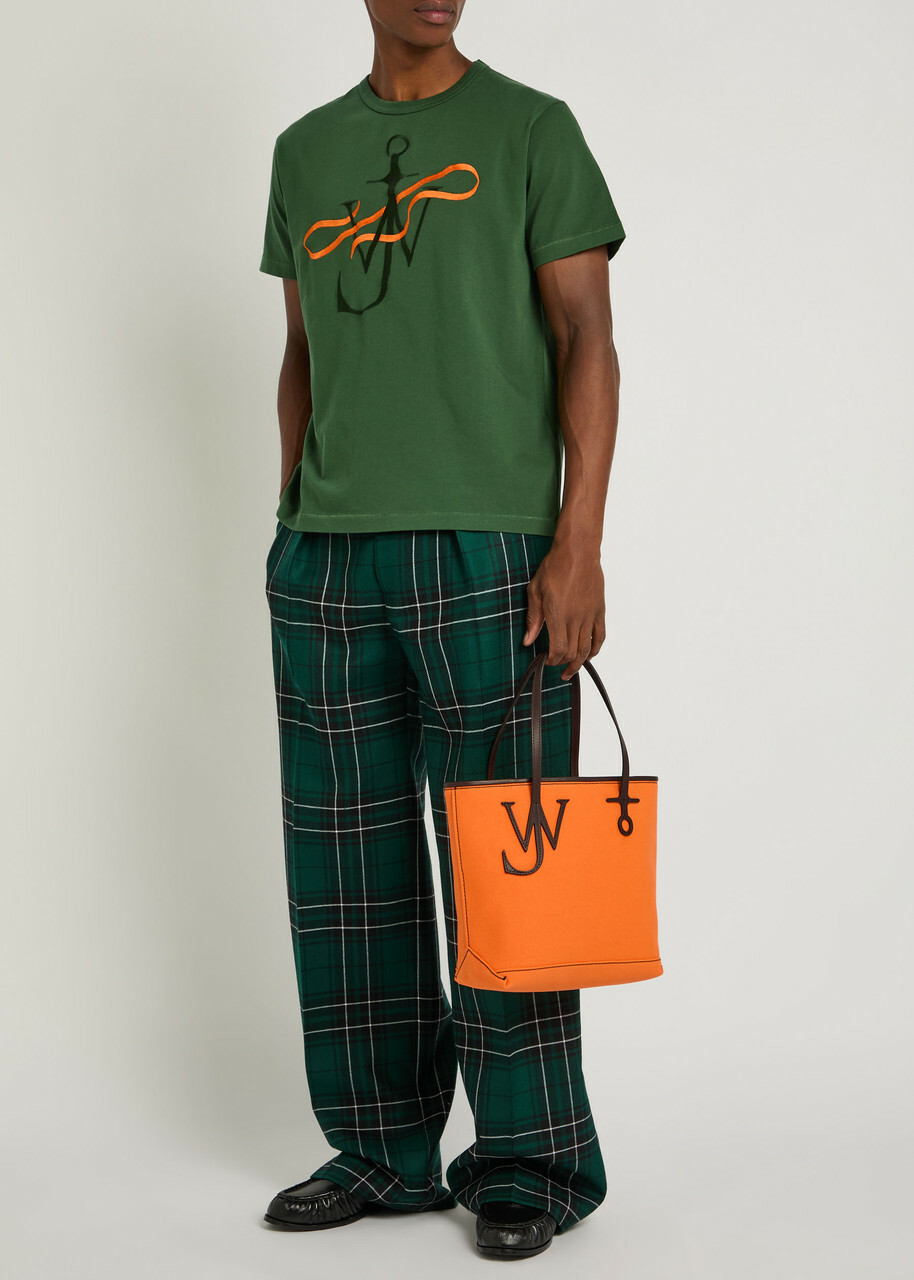 JW Anderson Ribbon Anchor Embroidered Cotton T-shirt Green
