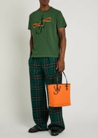 JW Anderson Ribbon Anchor Embroidered Cotton T-shirt Green