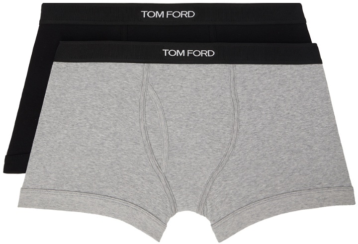Photo: TOM FORD Two-Pack Gray & Black Boxers