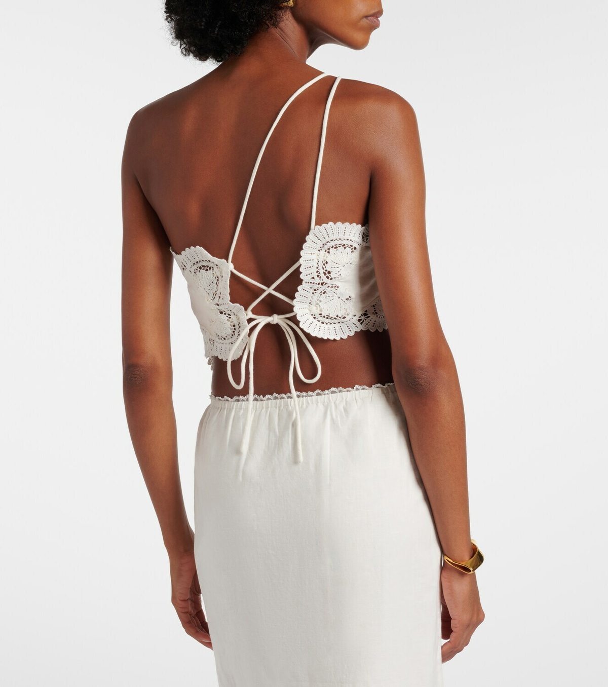 Posse Darya embroidered linen and cotton top