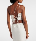 Posse Darya embroidered linen and cotton top