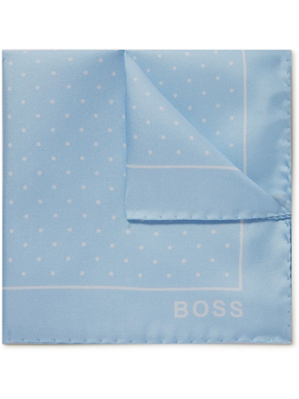 Photo: HUGO BOSS - Polka-Dot Silk-Twill Pocket Square - Blue