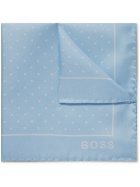 HUGO BOSS - Polka-Dot Silk-Twill Pocket Square - Blue