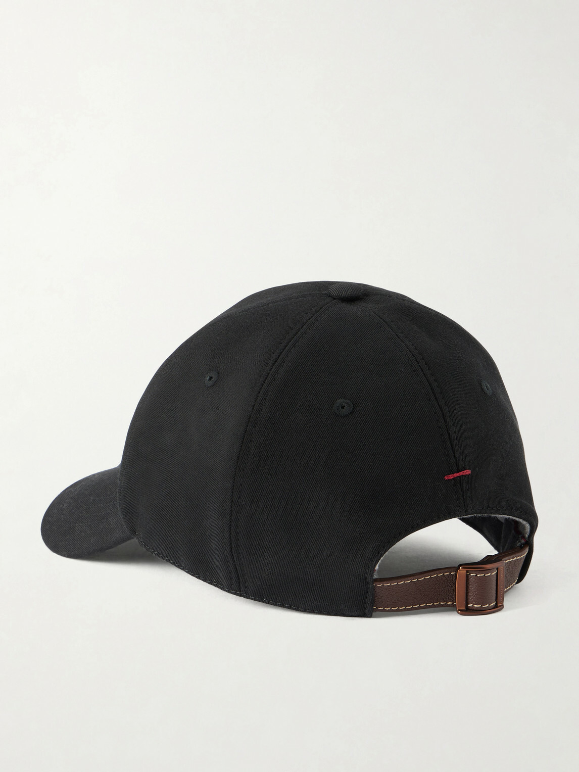 Brunello Cucinelli - Logo-Embroidered Leather-Trimmed Cotton-Twill Baseball Cap - Black