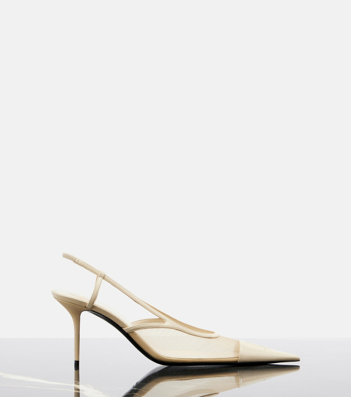 Saint Laurent Renée mesh and leather slingback pumps