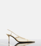 Saint Laurent Renée mesh and leather slingback pumps