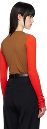 AURALEE Brown Super High Gauge Sheer Tank Top