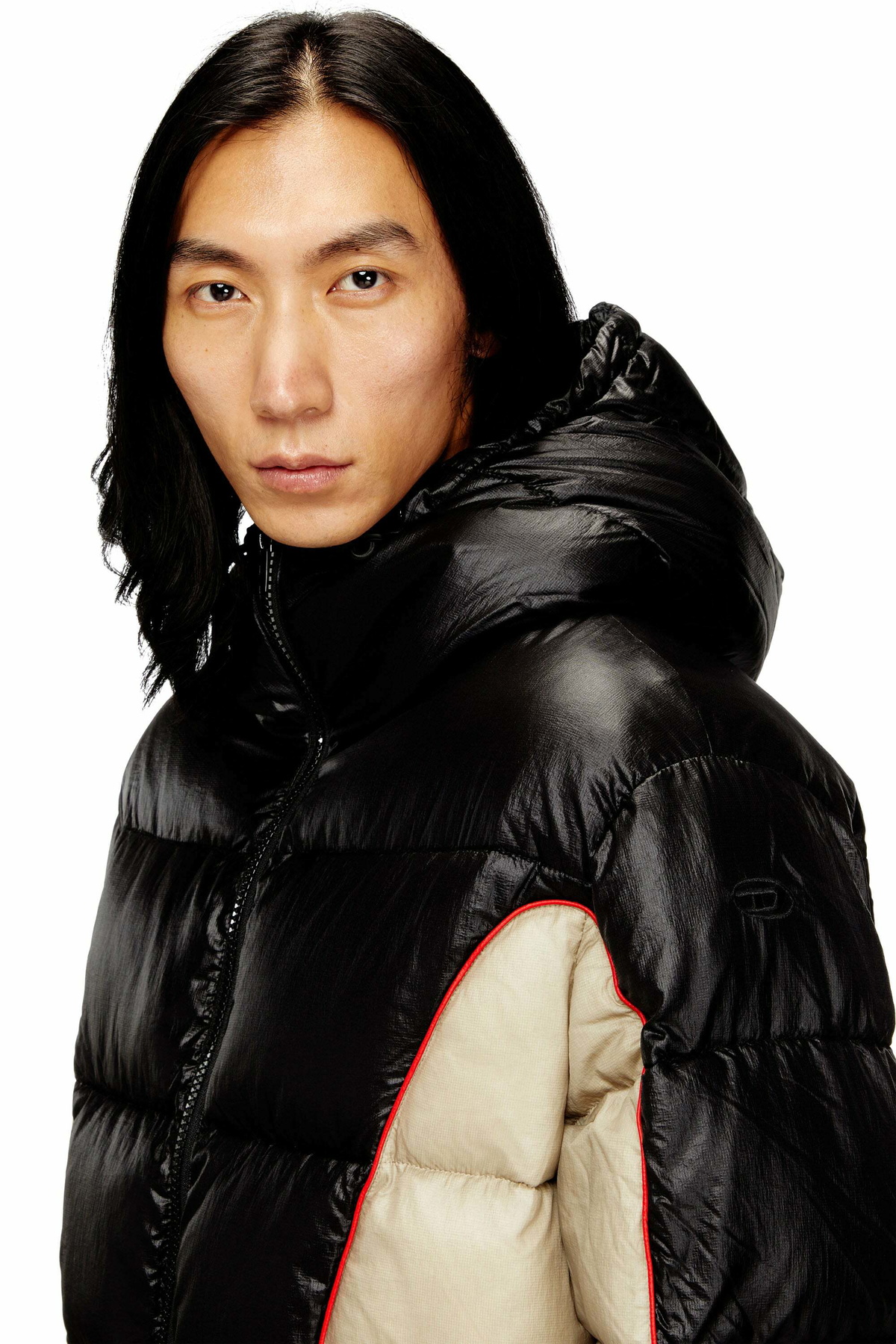 Diesel Hooded puffer jacket in shiny ripstop - Winter Jackets Mens in Multicolor