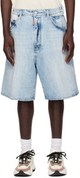 Dsquared2 Blue Light Palm Beach Wash Denim Shorts