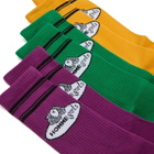 Hommegirls Women's x Fruit of the Loom Crew Socks - Pack of 3 in Magenta/Yellow/Green 