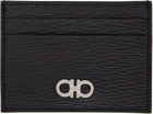 Ferragamo Black & Red Gancini Credit Card Holder
