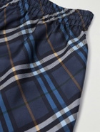 Burberry - Straight-Leg Checked Mulberry Silk-Satin Shorts - Blue