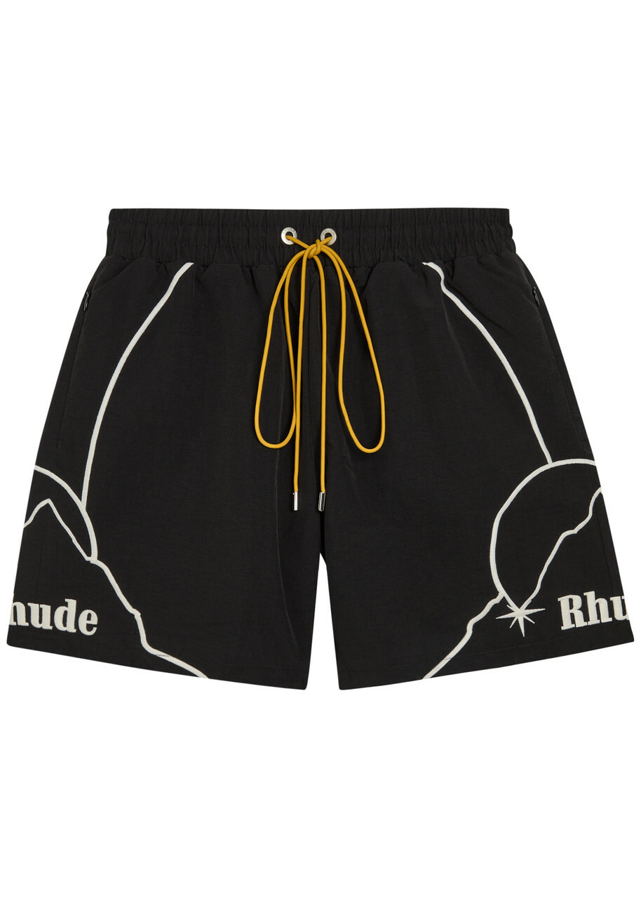 Rhude Moonlight Embroidered Shell Shorts Black
