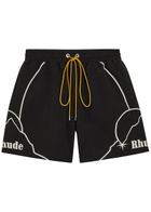 Rhude Moonlight Embroidered Shell Shorts Black