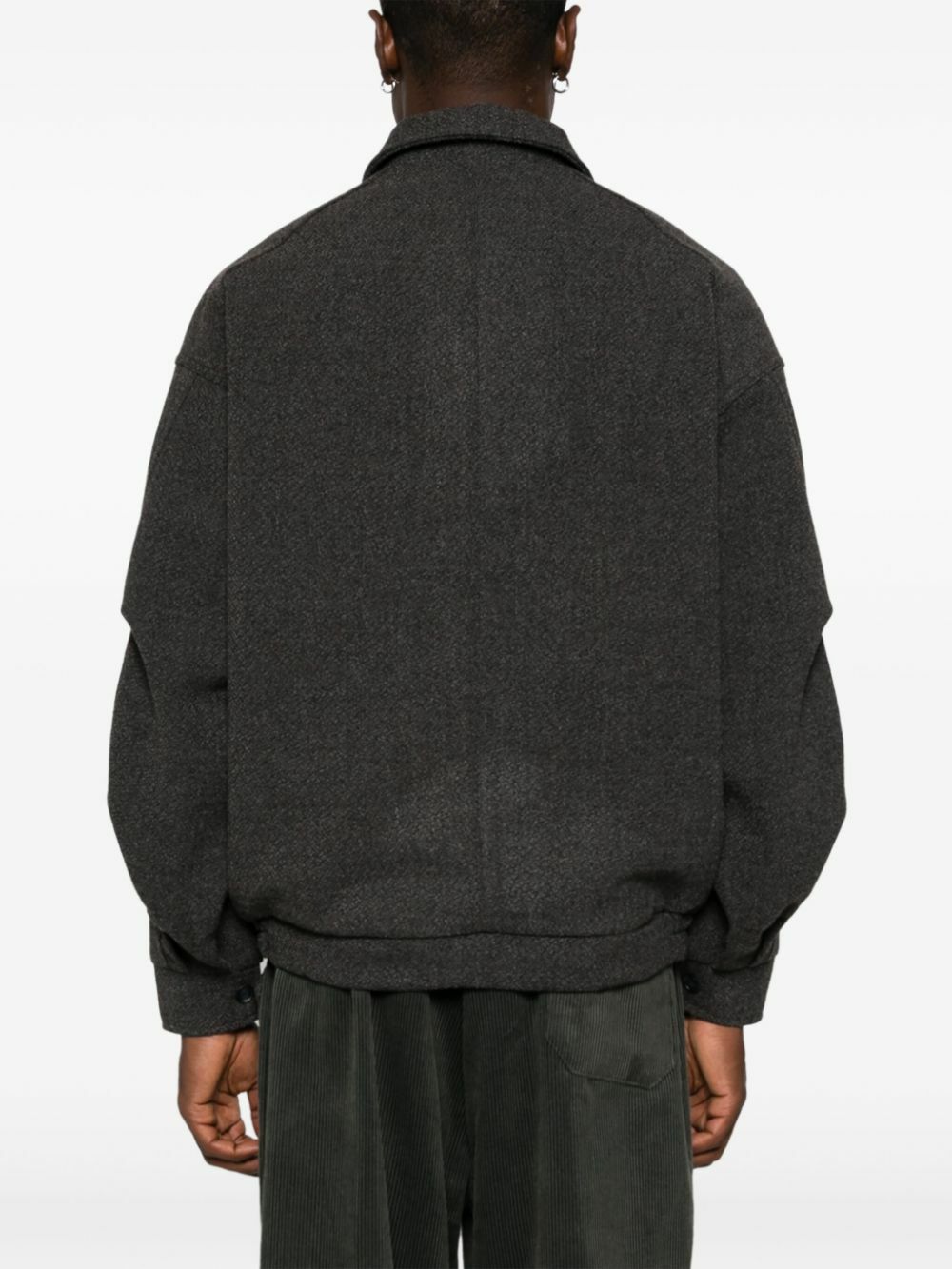 The Frankie Shop Grey Bouclé Bomber Jacket