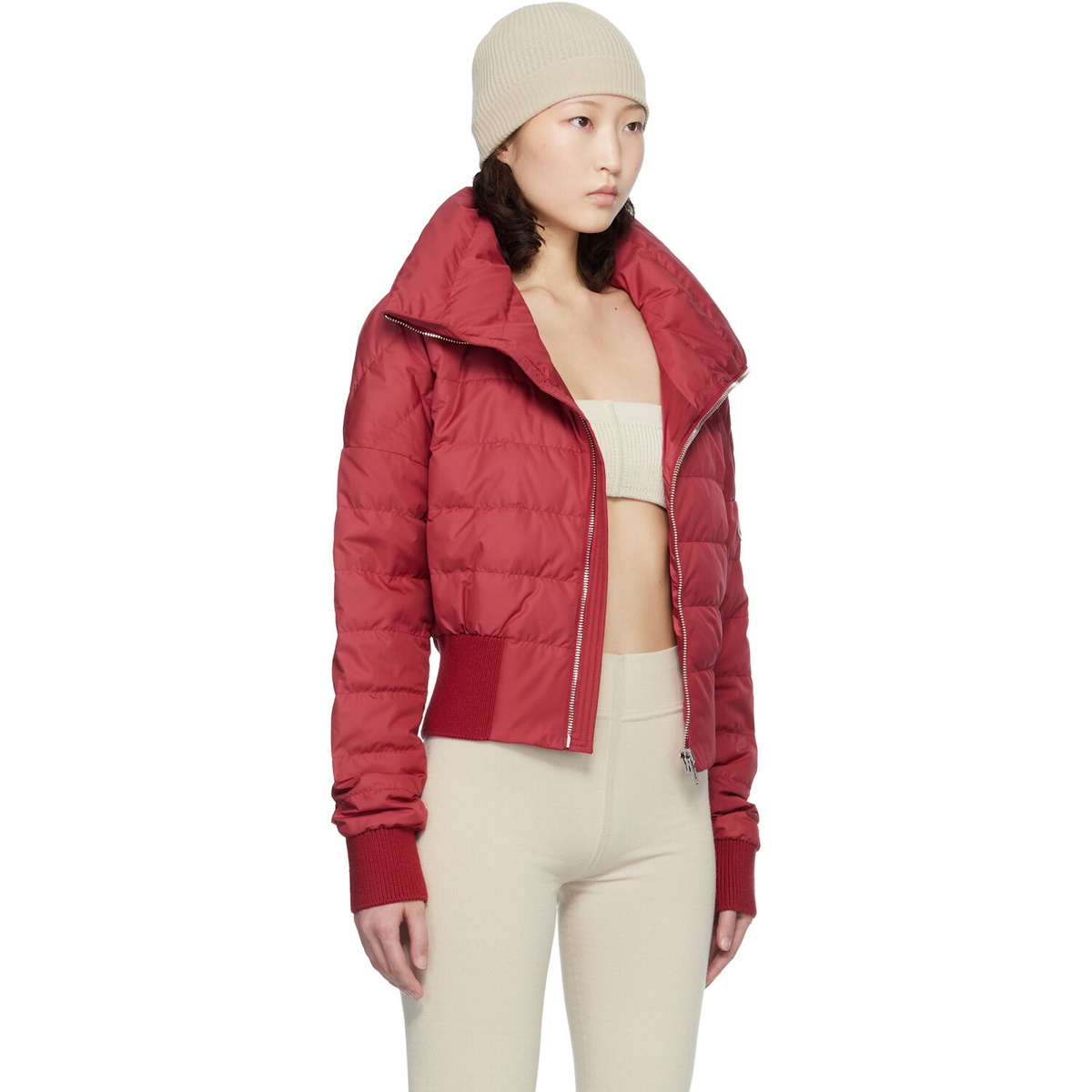 Rick Owens Moncler + Rick Owens Red Cropped Down Jacket