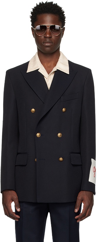Photo: Golden Goose Navy Double-Breasted Blazer