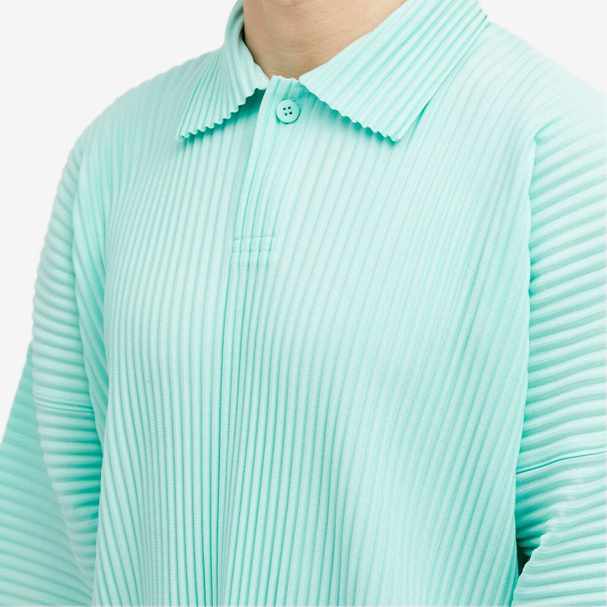Homme Plissé Issey Miyake Men's Pleated Long Sleeve Polo Shirt in