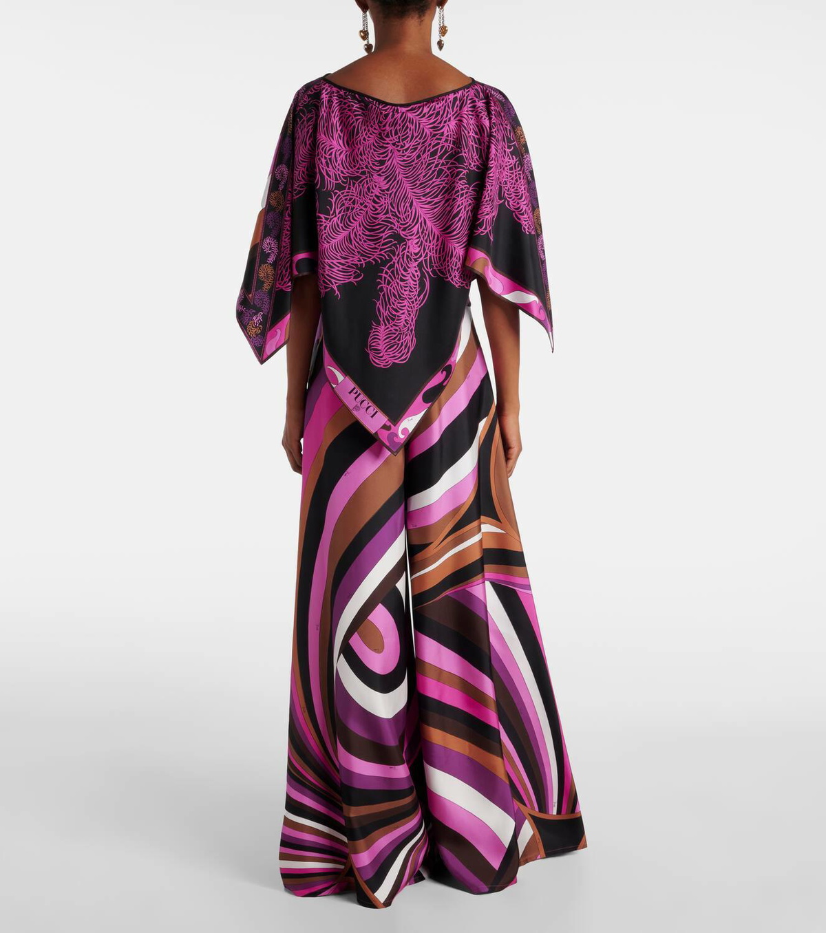 み*ん様 EMILIO PUCCI SILK ビジュー付きターバン Pucci Silk Satin Crepe Fabric/Floral Design Tunic Fabric