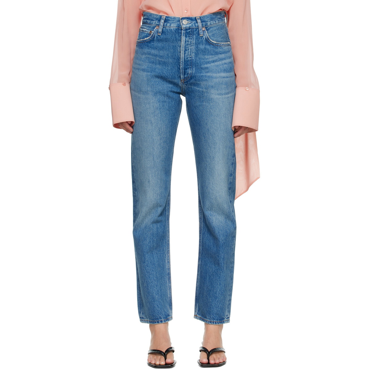 AGOLDE Blue 90's Pinch Waist High Rise Straight Jeans