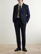 Drake's - Straight-Leg Pleated Virgin Wool Suit Trousers - Blue