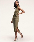 Brooks Brothers Women's Lyocell Belted Midi Dress | Olive