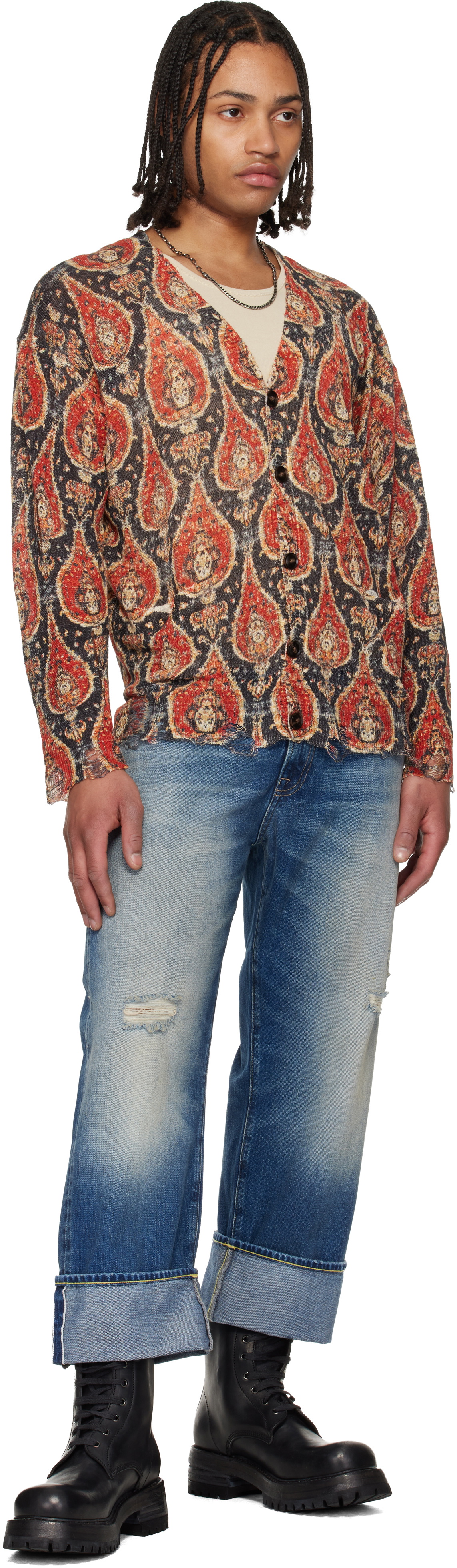 R13 Blue Cuffed X-Boyfriend Jeans