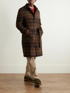 Oliver Spencer - Grandpa Belted Checked Wool-Felt Coat - Brown