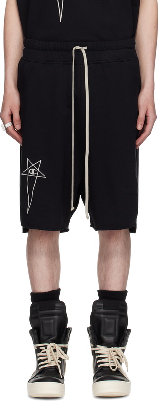 Photo: Rick Owens Black Champion Edition Beveled Pods Shorts