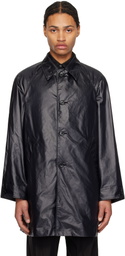 YOKE Black Leather-Like Car Coat