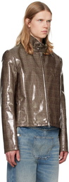 Courrèges Brown Vinyl Prince Of Wales Biker Jacket