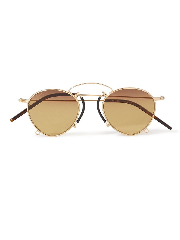 Photo: Gucci Eyewear - Round-Frame Gold-Tone and Acetate Sunglasses