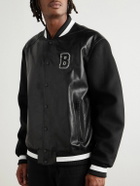 Balmain - Logo-Appliquéd Leather and Wool Varsity Jacket - Black