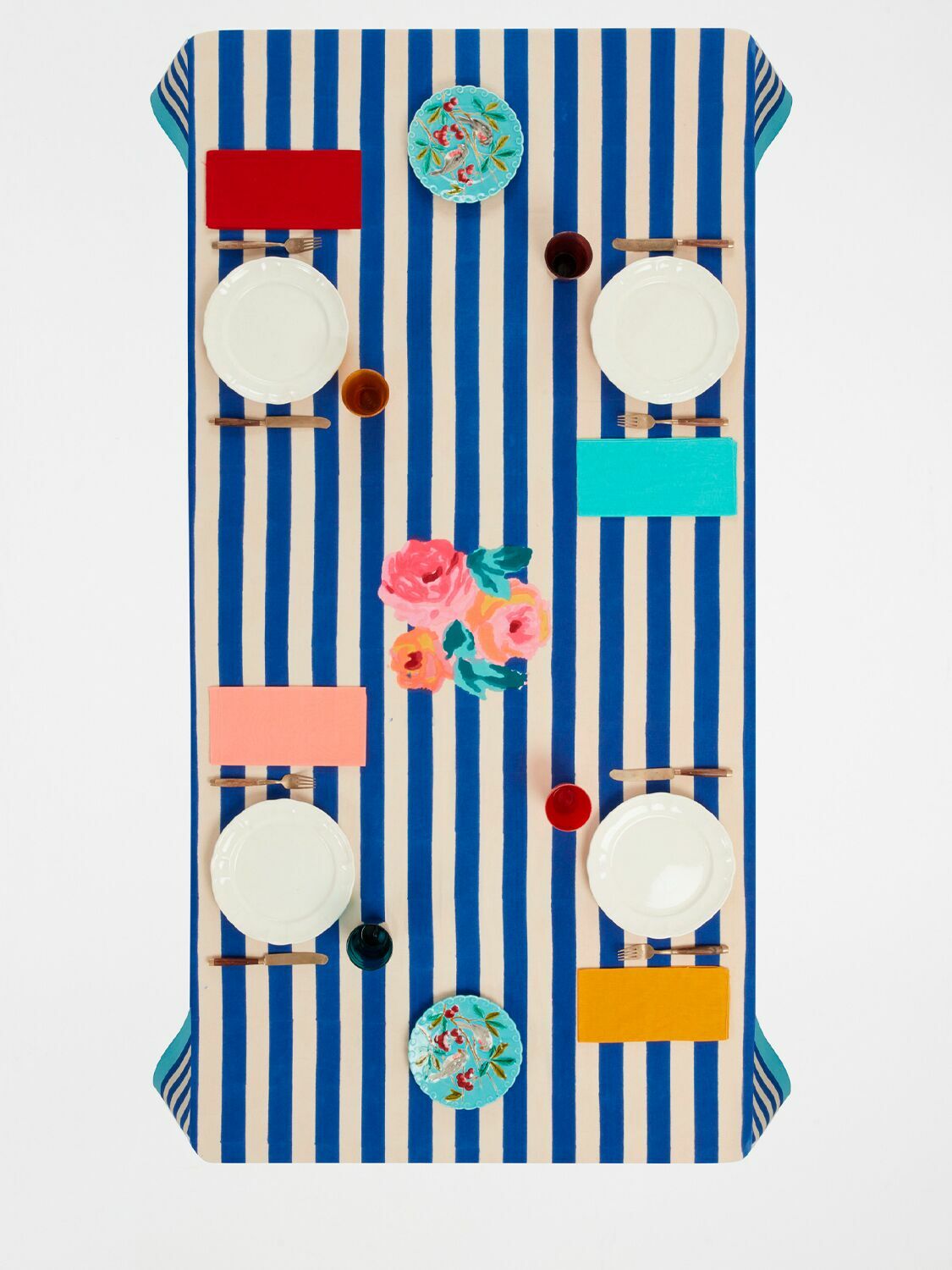 LISA CORTI Nizam Stripes Blu Rectangular Tablecloth