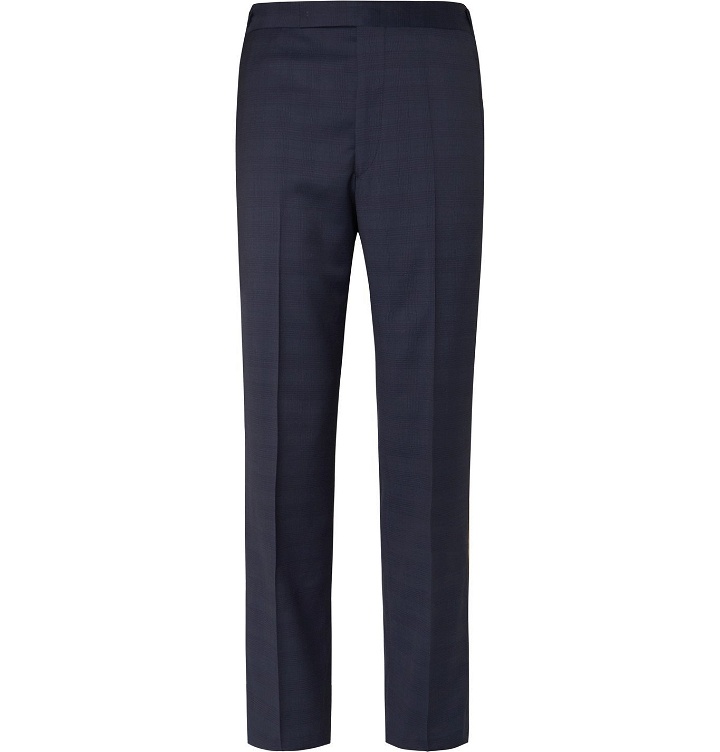 Photo: Gabriela Hearst - Navy Martin Slim-Fit Checked Wool Trousers - Blue