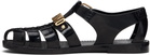 Moschino Black Jelly Logo Lettering Sandals