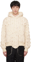 Juntae Kim Off-White Laser Slashed Fleece Hoodie
