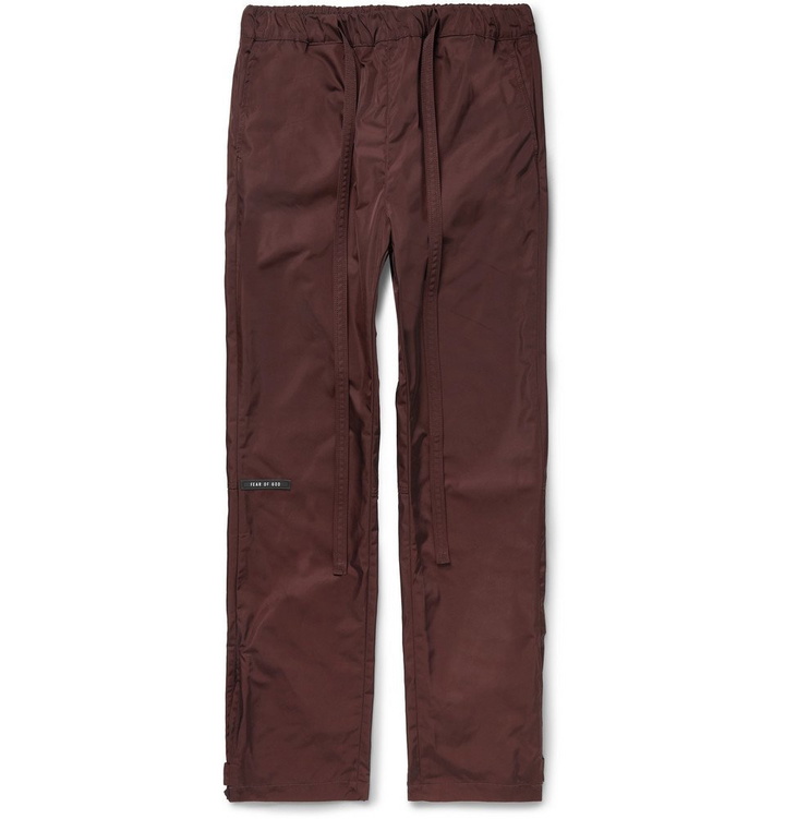 Photo: Fear of God - Black Slim-Fit Logo-Appliquéd Nylon-Twill Trousers - Merlot