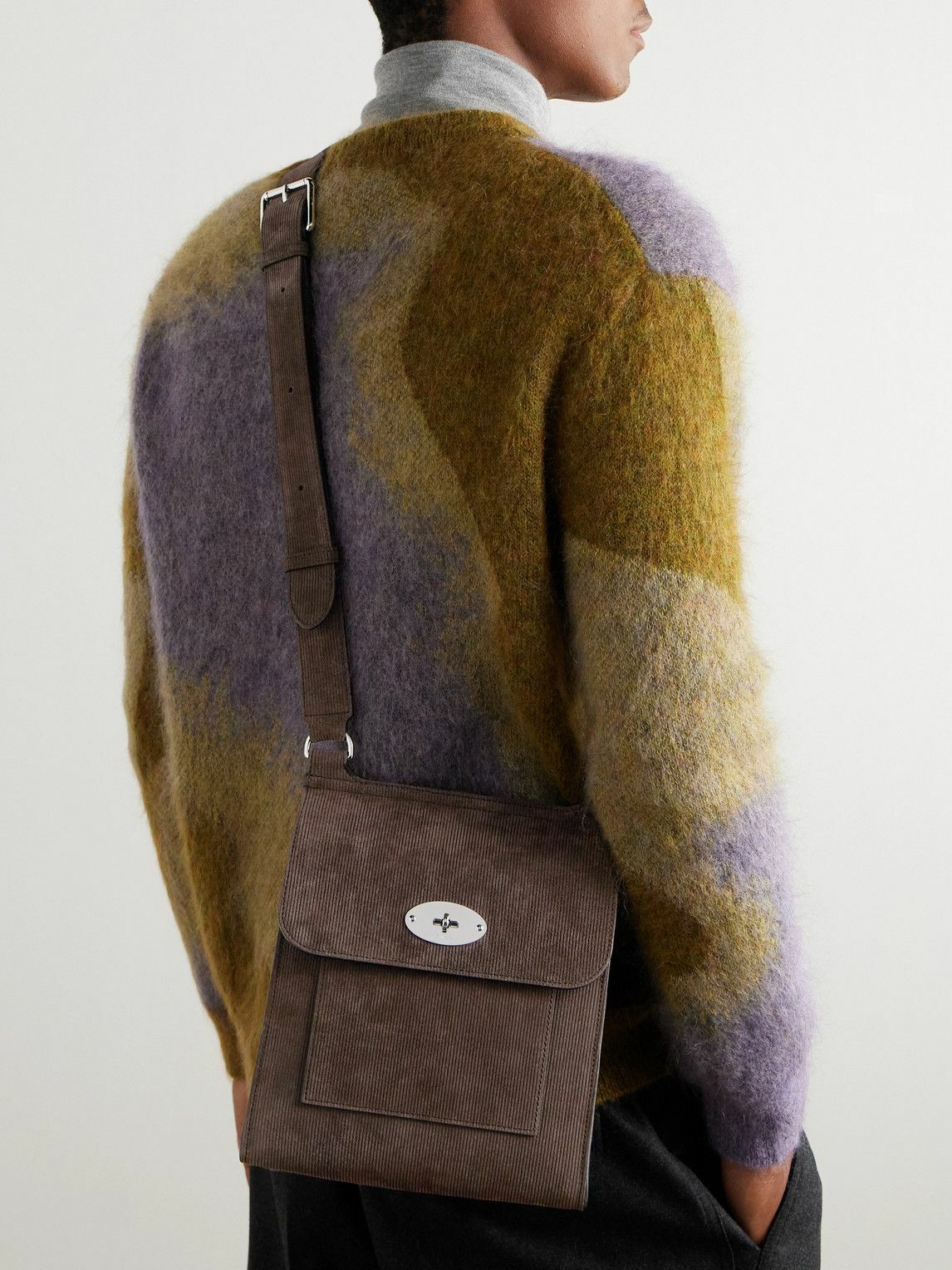Mulberry - Antony Leather-Trimmed Corduroy-Suede Messenger Bag