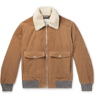 Brunello Cucinelli - Shearling-Trimmed Cotton and Cashmere-Blend Corduroy Bomber Jacket - Brown