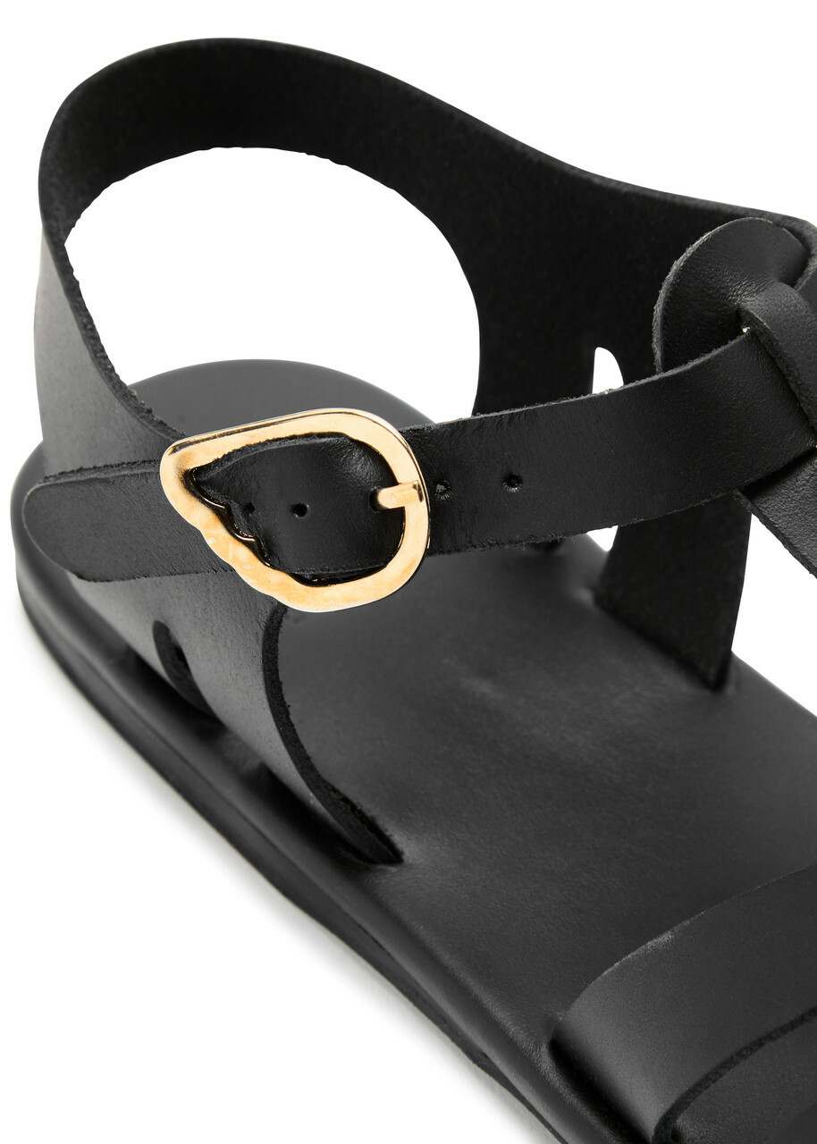 Ancient Greek Sandals Karina Woven Leather Sandals Black