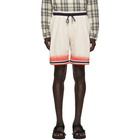 John Elliott Off-White and Red Game Shorts