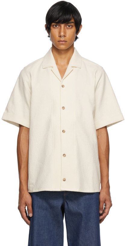 Photo: King & Tuckfield Beige Crepe Bowling Short Sleeve Shirt