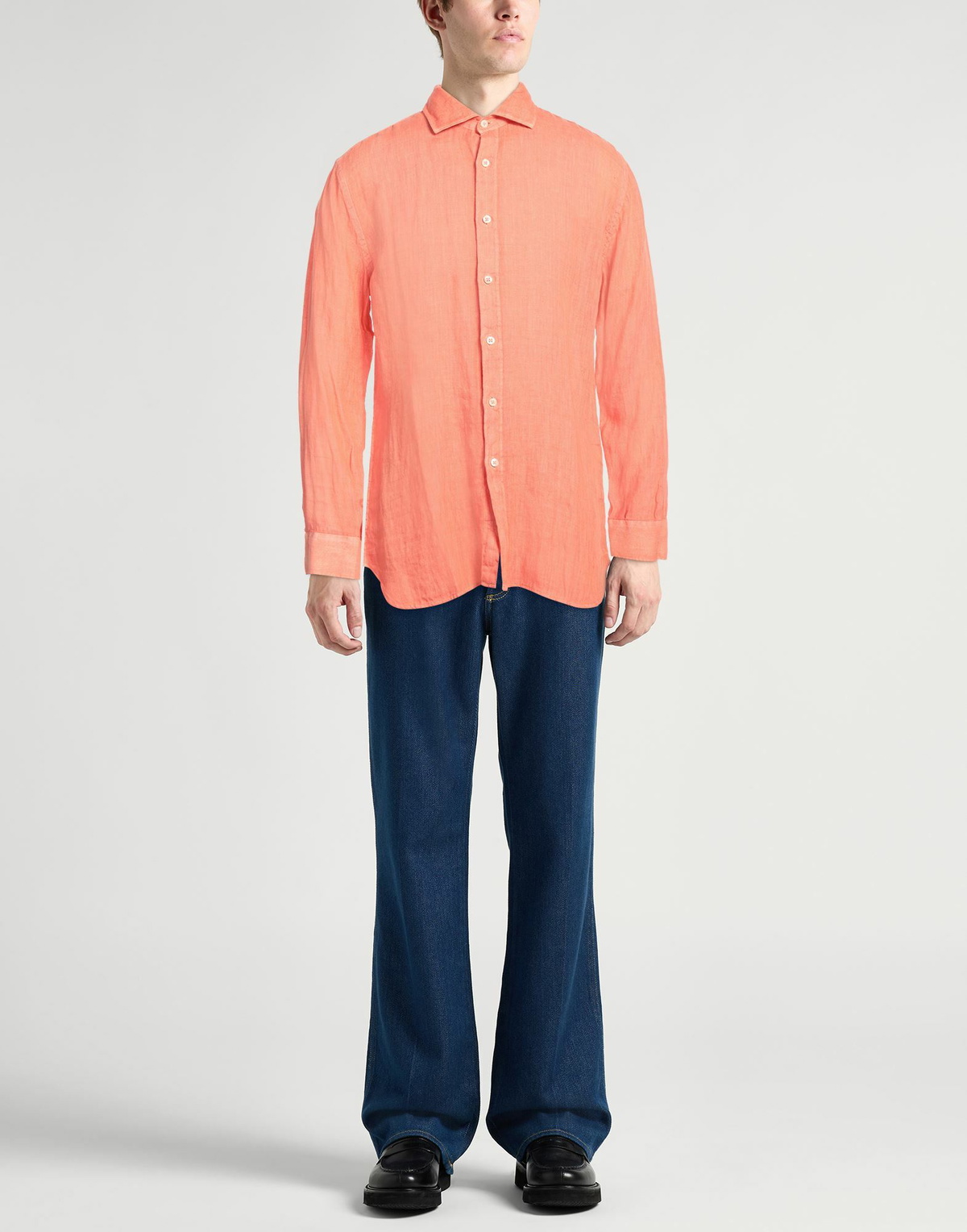120% Lino Mens Shirt in Orange