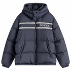 Gucci Men's Logo Hooded Down Jacket in Navy